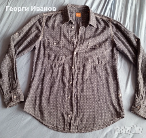 КАТО НОВА HUGO BOSS Orange size M QR-sode 100% ОРИГИНАЛНА риза shirt Slim Fit Made in Poland, снимка 2 - Ризи - 53394496