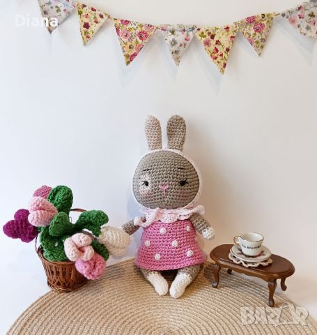 Детска играчка зайче, ръчна изработка, плетени играчки, подарък за момиче, снимка 6 - Други - 45387112