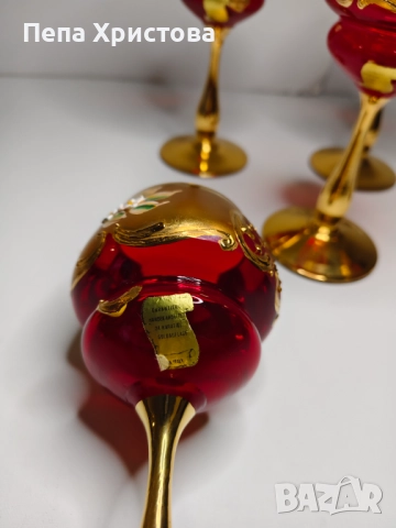 чаши за вино от италиански цветен кристал , снимка 11 - Чаши - 52901624