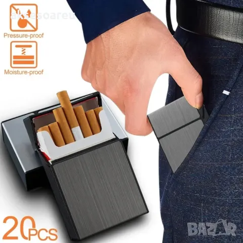 Качествена джобна кутия за стандартни цигари 80 мм. калъф от алуминиева сплав за пушачи за Подарък, снимка 13 - Табакери - 50227585