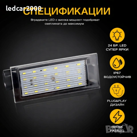 Лед плафони регистрационен номер RENAULT, снимка 6 - Аксесоари и консумативи - 53497261