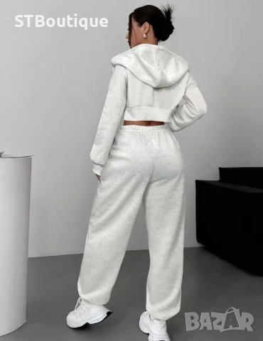 🩷🤍🩵🩶Дамски ежедневен комплект – Суичър с паднали рамене + Джогър панталон🩷🤍🩵🩶, снимка 4 - Спортни екипи - 52424377