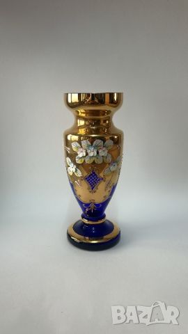 Кристална ваза Bohemia с позлата, снимка 1 - Вази - 46439337