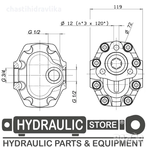 Зъбна помпа OMFB UNI NPH 27 10501100282 / 10501100273, снимка 4 - Части - 52153755