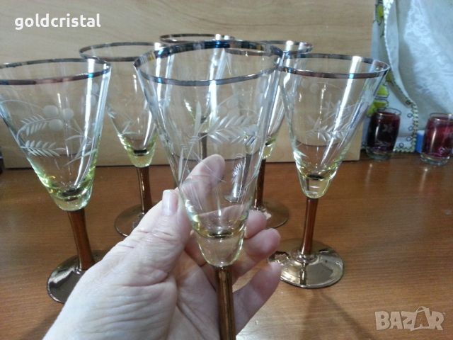 Ретро стъклени чаши цветно стъкло , снимка 4 - Антикварни и старинни предмети - 45269997