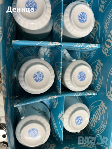 Видински костен порцелан За късо кафенце—90 мл 6 сета в оригинална кутия, сребърен кант , снимка 6 - Сервизи - 52150786