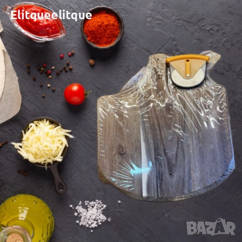 Дървена дъска за пица с уред за лесно рязане, снимка 5 - Други стоки за дома - 52205516