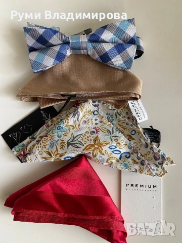 Кърпичка за сако и папийонка от 100 % коприна, 4 броя, снимка 2 - Сака - 52503676