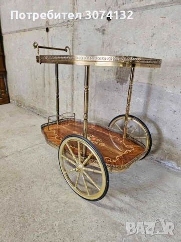 Количка за сервиране с интарзия, снимка 3 - Други - 50667923