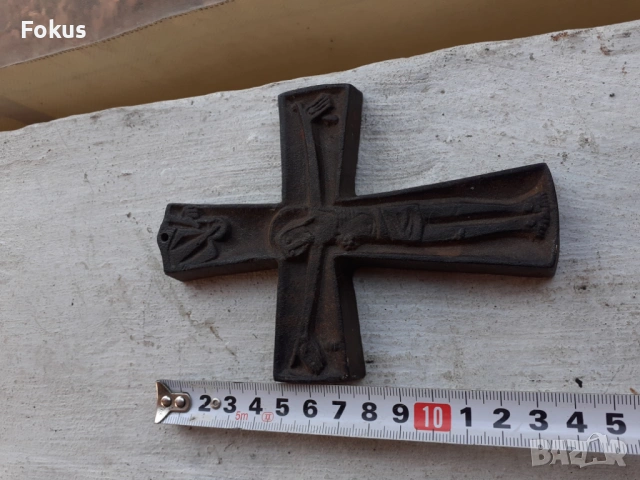 Стар кръст разпятие лят чугун, снимка 6 - Антикварни и старинни предмети - 53394692