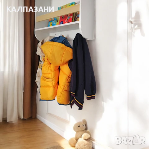Детска Етажерка, Стенна с Рафтове и Закачалки, Бяла, За Детска Стая TF6931, снимка 13 - Мебели за детската стая - 47717185