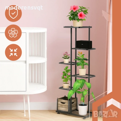 Цветарник стойка 6 етажа за растения лофт черен, снимка 5 - Градински мебели, декорация  - 51656984