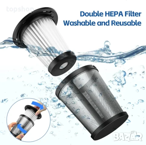 Безжична прахосмукачка за кола или дома с вградена LED лампа, 2200 mAh, USB type C, снимка 4 - Прахосмукачки - 50501479