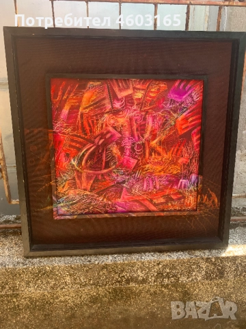 картина абстракция в червено  , снимка 2 - Картини - 51826285