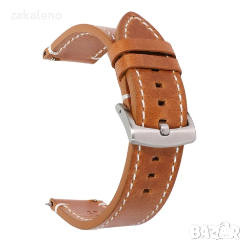 GL01 Кожена каишка за Apple Samsung Galaxy Watch Huawei Xiaomi Garmin, снимка 3 - Резервни части за телефони - 53196475