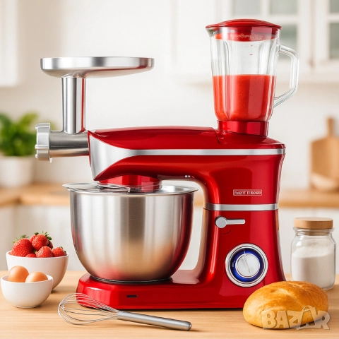 Кухненски робот 3 в 1 Royalty Line RL-PKM1900.7BG - 1900W, 6.5L купа, 1.5L блендер, снимка 10 - Друга електроника - 51853716