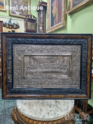 Прекрасна антикварна картина икона Тайната вечеря , снимка 2 - Икони - 49938432