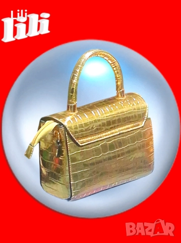 Златиста дамска чанта , снимка 2 - Чанти - 52941622