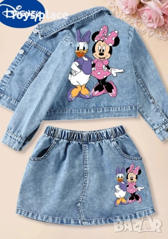 7/8г Disney Страхотен дънков комплект Мини Маус Minnie mouse пола и дънково яке