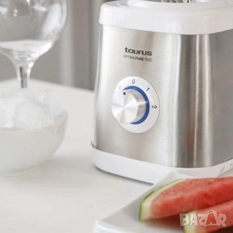 Блендер Taurus Optima Pure – 1500W мощност, 1,5L стъклена кана и ледосекач, снимка 6 - Друга електроника - 51895402