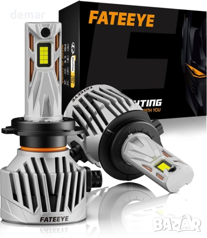 FateEye H7 LED крушки за фарове с вентилатор, 2 броя - 38000LM 6500K 130W