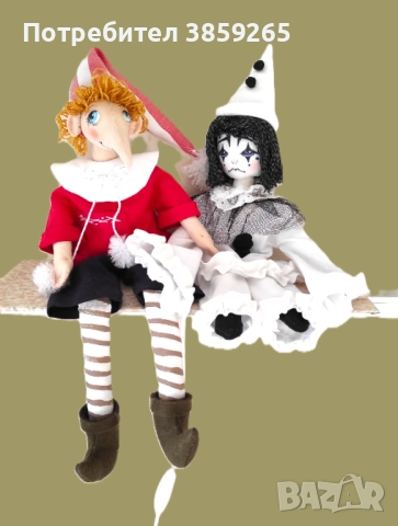 Кукла Пиеро. Ръчно изработена. Приказен герой. , снимка 6 - Кукли - 52976262