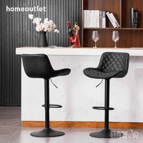 ПРОМОЦИЯ Бар столове, к-кт от 2 бр. YOUNIKE EUYY102-YOK-1928-BK-DE, снимка 5 - Столове - 50986625