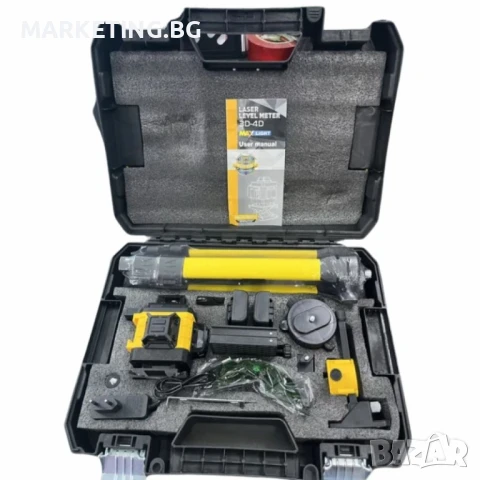 Самонивелиращ Лазерен Нивелир 4D с 16 Линии, Зелен Лазер, Тринога и Куфар, снимка 10 - Измервателни инструменти - 50536242