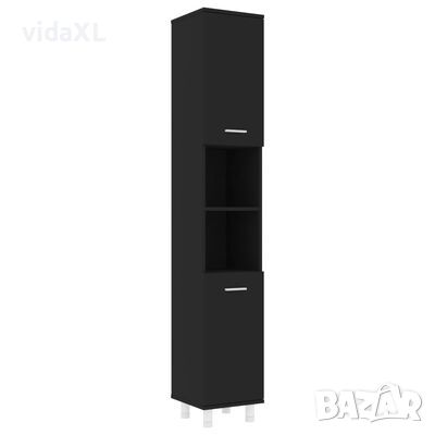 vidaXL Шкаф за баня, черен, 30x30x179 см, ПДЧ(SKU:802625