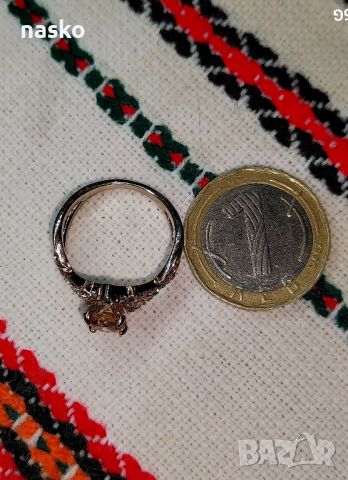 Дамски пръстен с морганит и циркони, снимка 10 - Антикварни и старинни предмети - 46432803