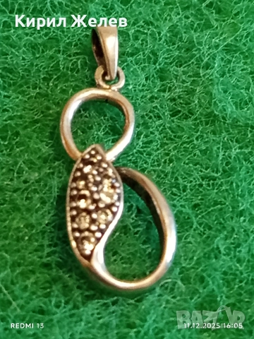 СРЕБЪРЕН МЕДАЛЬОН във ФОРМАТА на БЕЗКРАЙНОСТТА с ИНКРОСТИРАНИ КРИСТАЛИ 50908, снимка 4 - Колиета, медальони, синджири - 52737598