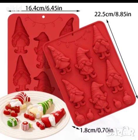 Джудже джуджета коледни силиконов молд форма фондан шоколад гипс, снимка 3 - Форми - 51815155