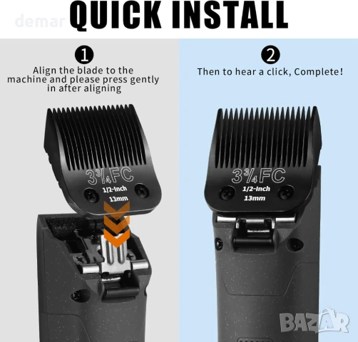 YAZIYIR Комплект от 3 сменяеми стоманени ножчета за груминг на кучета 3-3/4FC - 1/2 инча (13 мм), снимка 6 - За кучета - 50797205