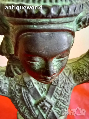 Бронзова Скулптура АПСАРА ,Кхмерска Камбоджа 19 Век, снимка 3 - Антикварни и старинни предмети - 51843759