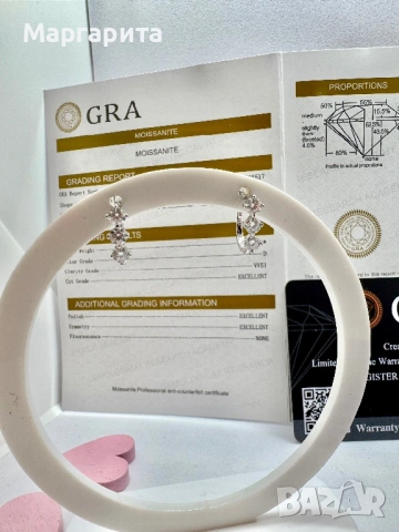 Сребърни обеци с мойсанит (диамант) 0.6 карата 6камъка*0.1 карат, снимка 5 - Обеци - 54241132