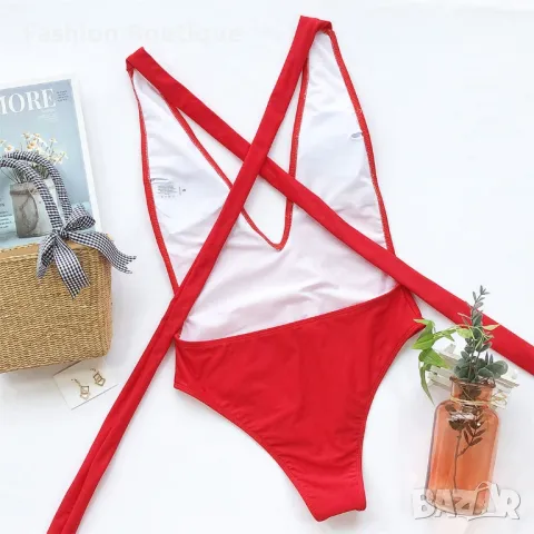 Цял червен бански ХИТ 2025, снимка 2 - Бански костюми - 50334863