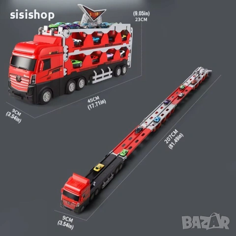 Трансформиращ се камион-писта 2-в-1 с включен комплект от 24 метални колички 4643, снимка 3 - Коли, камиони, мотори, писти - 53983749