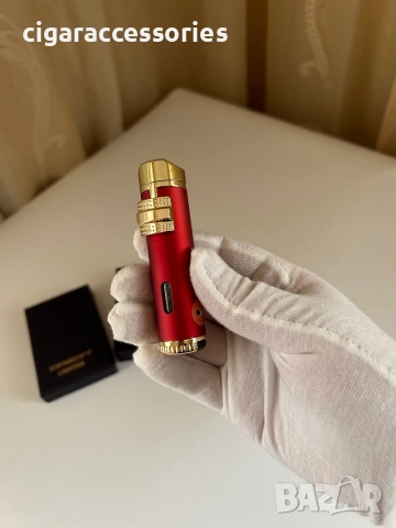 Луксозна запалка за пури с 3 турбо пламъка и игла за дупчене + кутия, снимка 2 - Запалки - 52799938