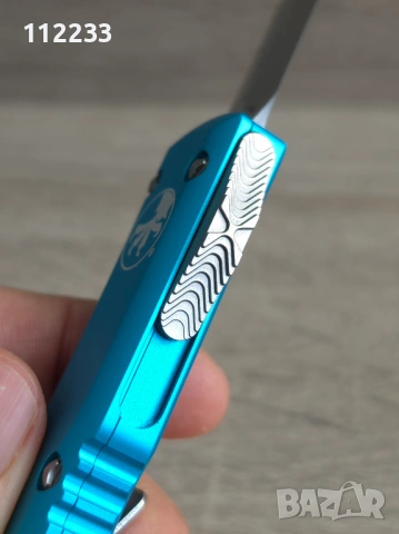 Microtech Ultratech OTF Double Edge Stonewash Turquoise., снимка 4 - Ножове - 54290114