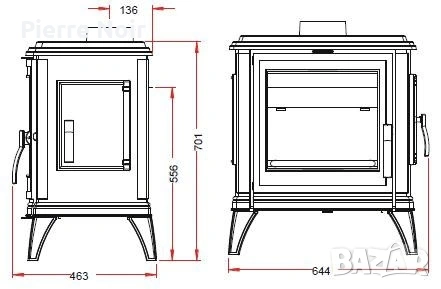 Френска чугунена печка на дърва 10кW , снимка 11 - Отоплителни печки - 53834053