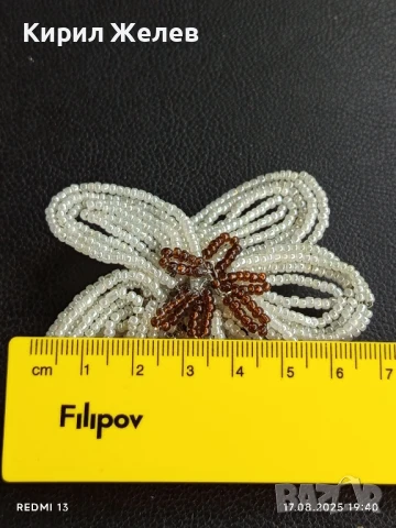 Много нежно бяло цвете изработено от стъклена мъниста подходящ аксесоар за сватба 48871, снимка 5 - Други - 51395560