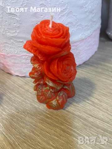 Свежа свещ във формата на роза в розов и червен Цвят, снимка 7 - Подаръци за рожден ден - 52681113