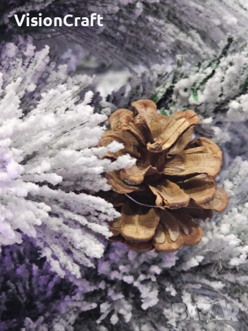 Изкуствено борче/елха със заскрежени иглички, снимка 5 - Изкуствени цветя - 44942958