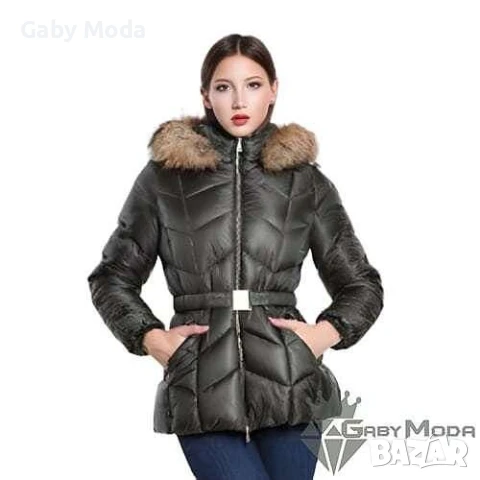 Дамско зимно яке с колан в два цвята, снимка 4 - Якета - 51065664