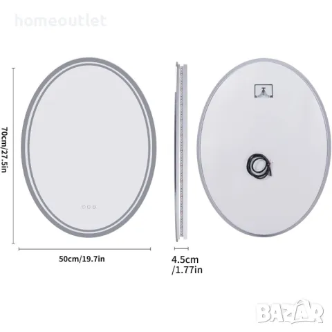 ПРОМОЦИЯ LED огледало с овална форма LUVODI XMR-T18-821-EU-V1, снимка 4 - Огледала - 49677340