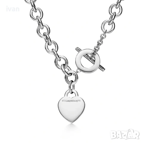 сребърно кулие Tiffany & Co. В Подаръчна Чанта, кутия, сертификат, кърпичка и торбичка , снимка 5 - Колиета, медальони, синджири - 53419652