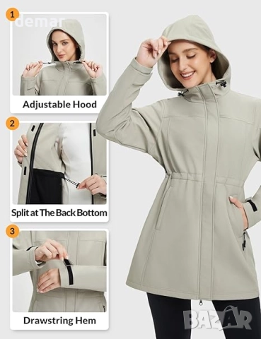 Дамско яке baleaf с поларена подплата, дълго, леко, водоустойчиво, ветроустойчиво, снимка 3 - Якета - 52441248