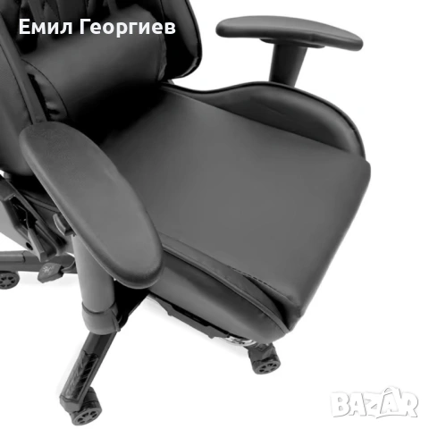 Геймърски стол с прибираща се подложка за крака и функция за масаж - черен, снимка 8 - Столове за офис - 53238212