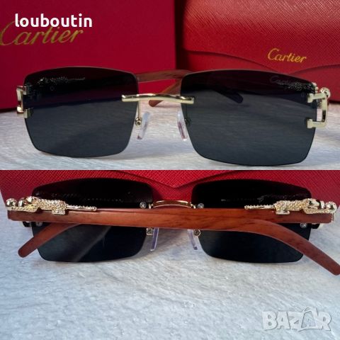 Cartier висок клас слънчеви очила Мъжки Дамски слънчеви с дървени дръжки, снимка 1 - Слънчеви и диоптрични очила - 45584792