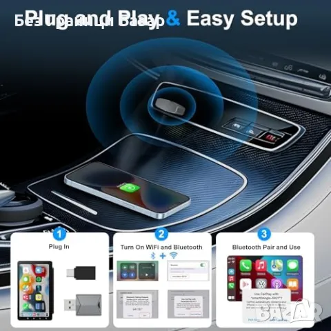 Нов Wireless CarPlay адаптер за кола iOS iPhone USB Type-C 2016+ автомобил, снимка 3 - Друга електроника - 50034386